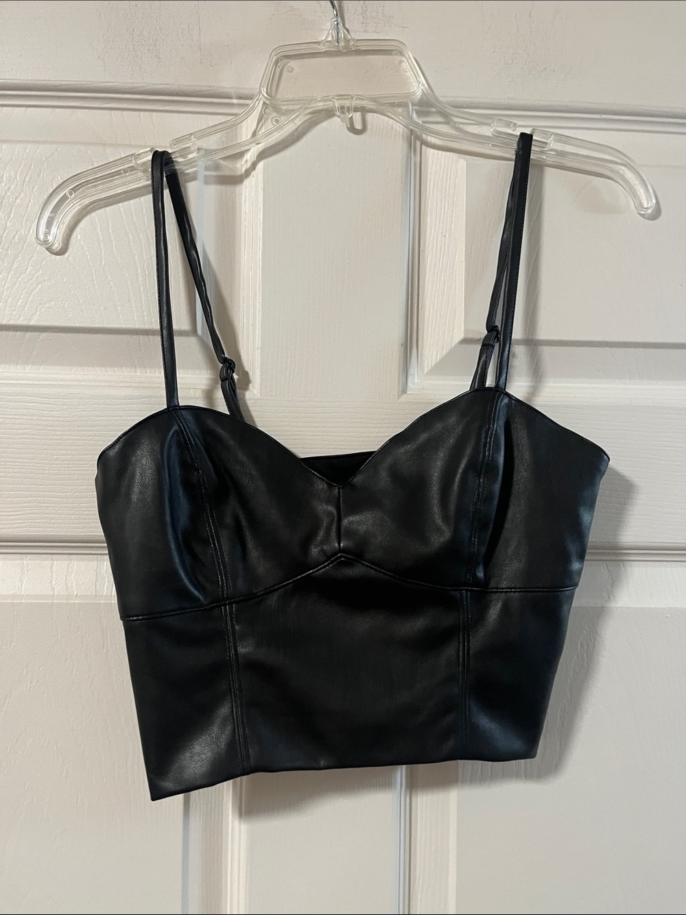 Forever 21 Black Faux Leather Cropped Cami
